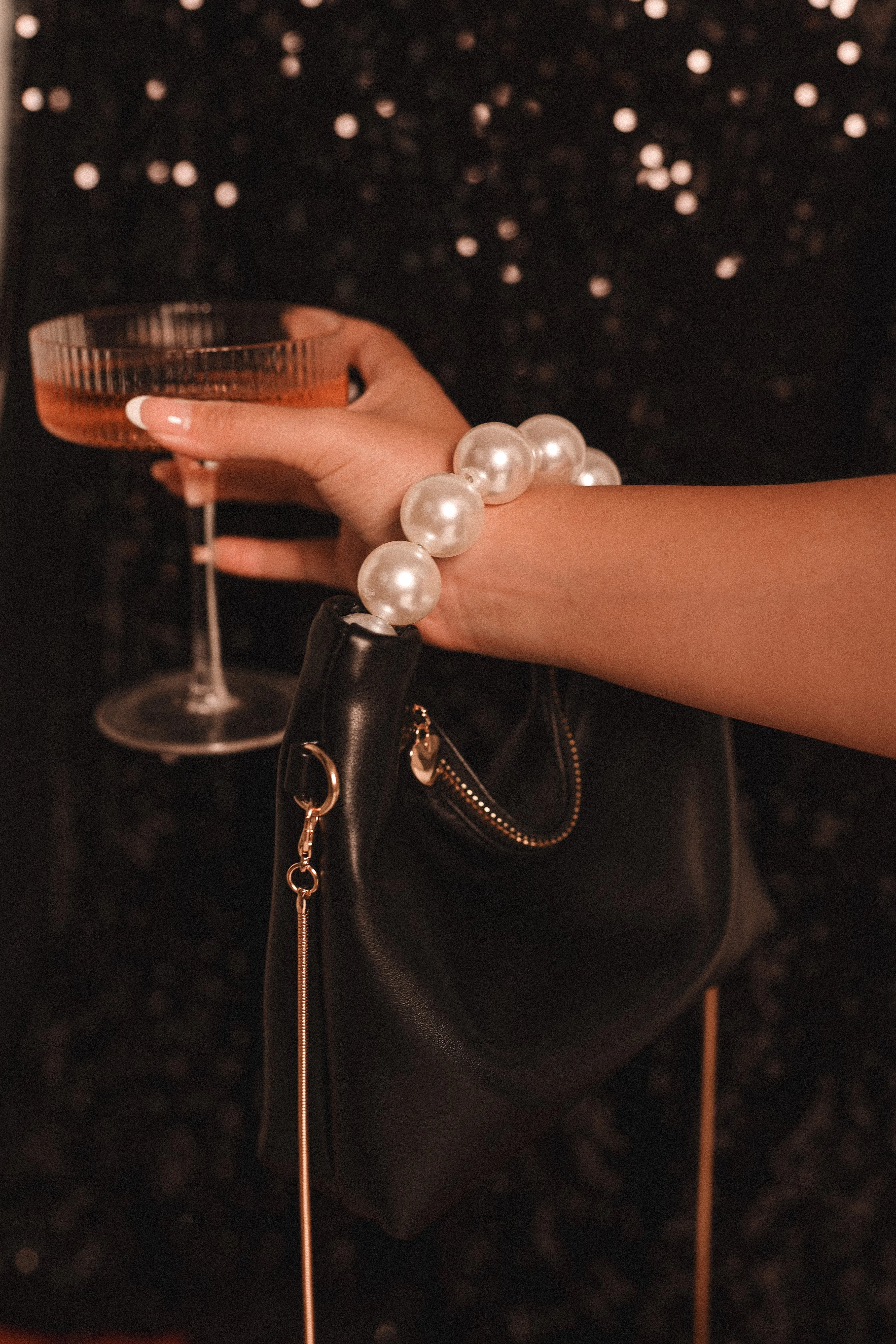 Annalise Pearl Handle Bag - Black