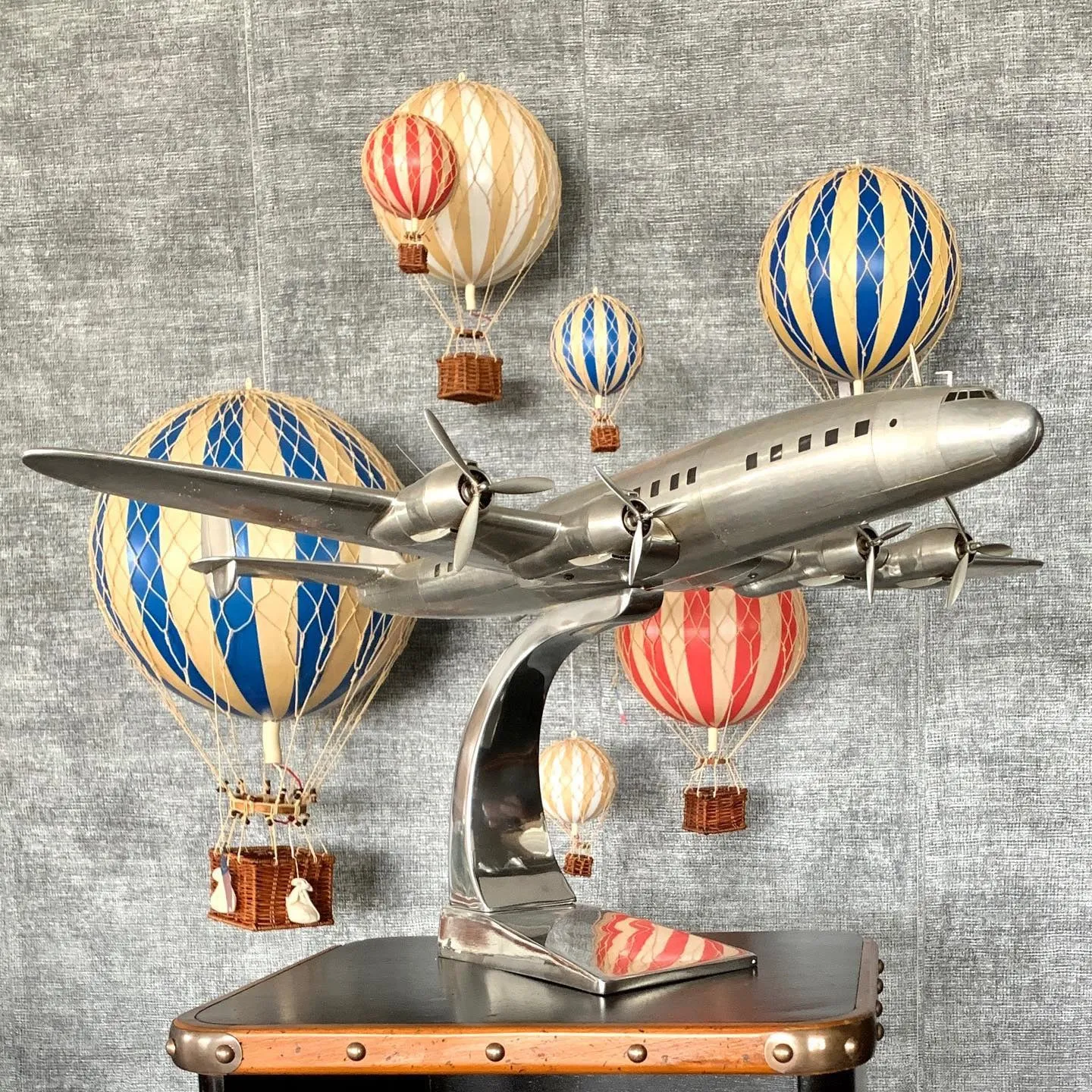 Authentic Models Travels Light. Red Double - Hot Air Balloon Hanging Decor - 30cm
