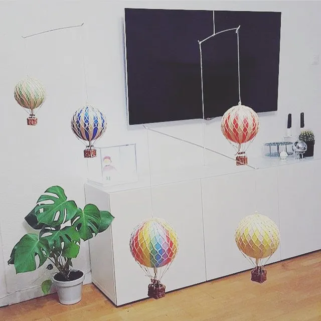 Authentic Models Travels Light. Red Double - Hot Air Balloon Hanging Decor - 30cm