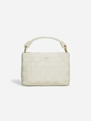 Baby Bella Woven Vegan Leather Crossbody Bag | White