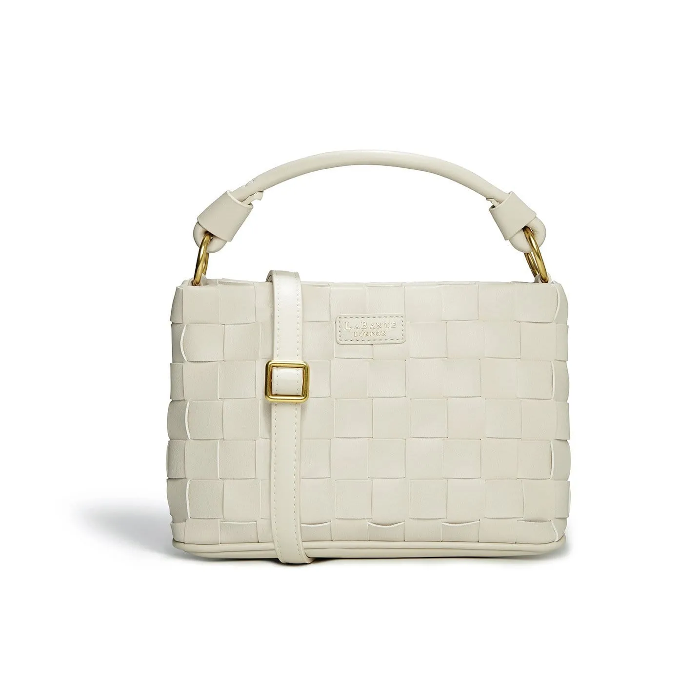 Baby Bella Woven Vegan Leather Crossbody Bag | White