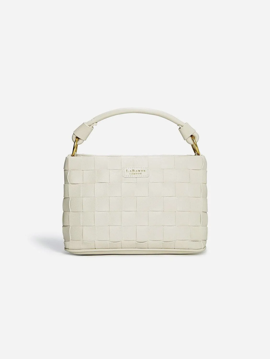 Baby Bella Woven Vegan Leather Crossbody Bag | White