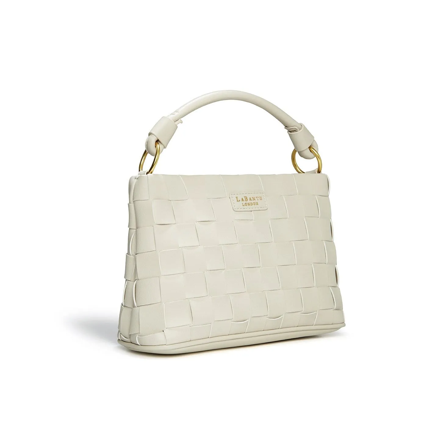 Baby Bella Woven Vegan Leather Crossbody Bag | White