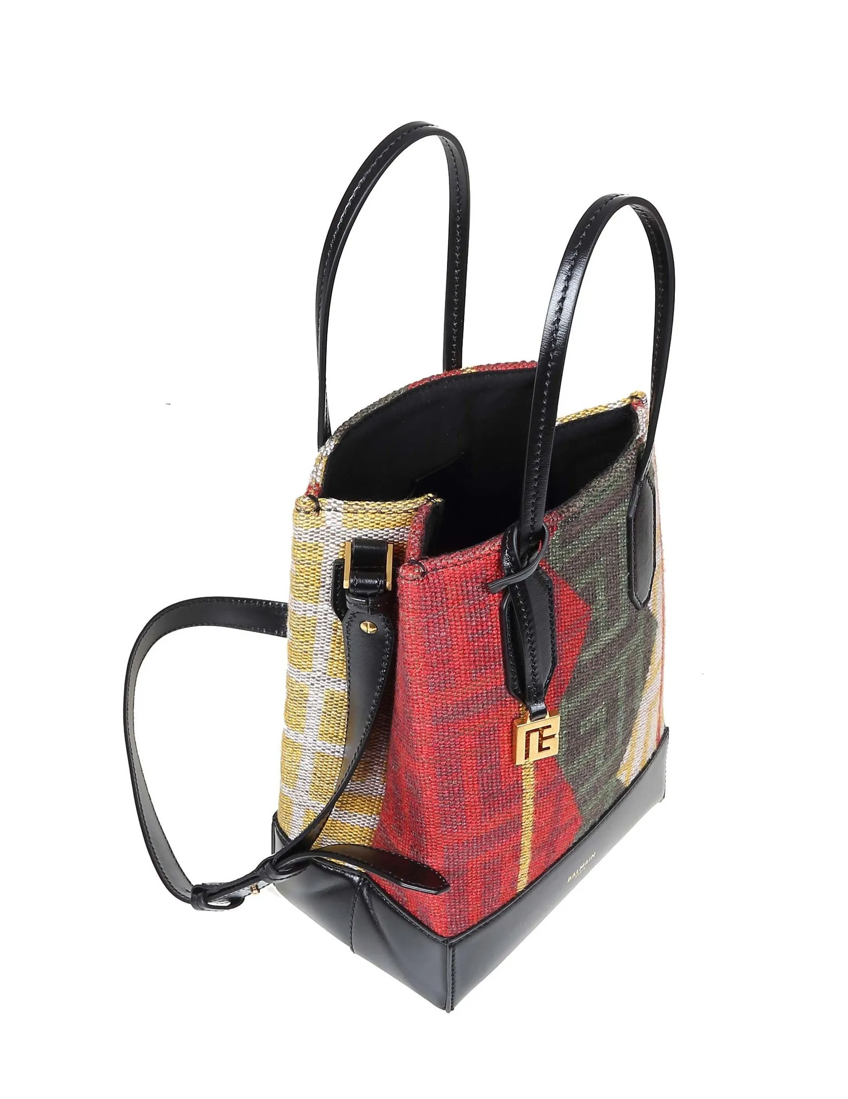 Balmain Logo Plaque Monogram Patterned Satchel Bag