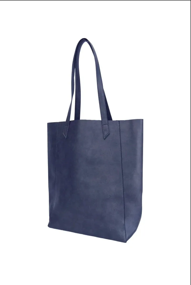 Basic Vegan Leather Everyday Tote Bag | Navy Blue