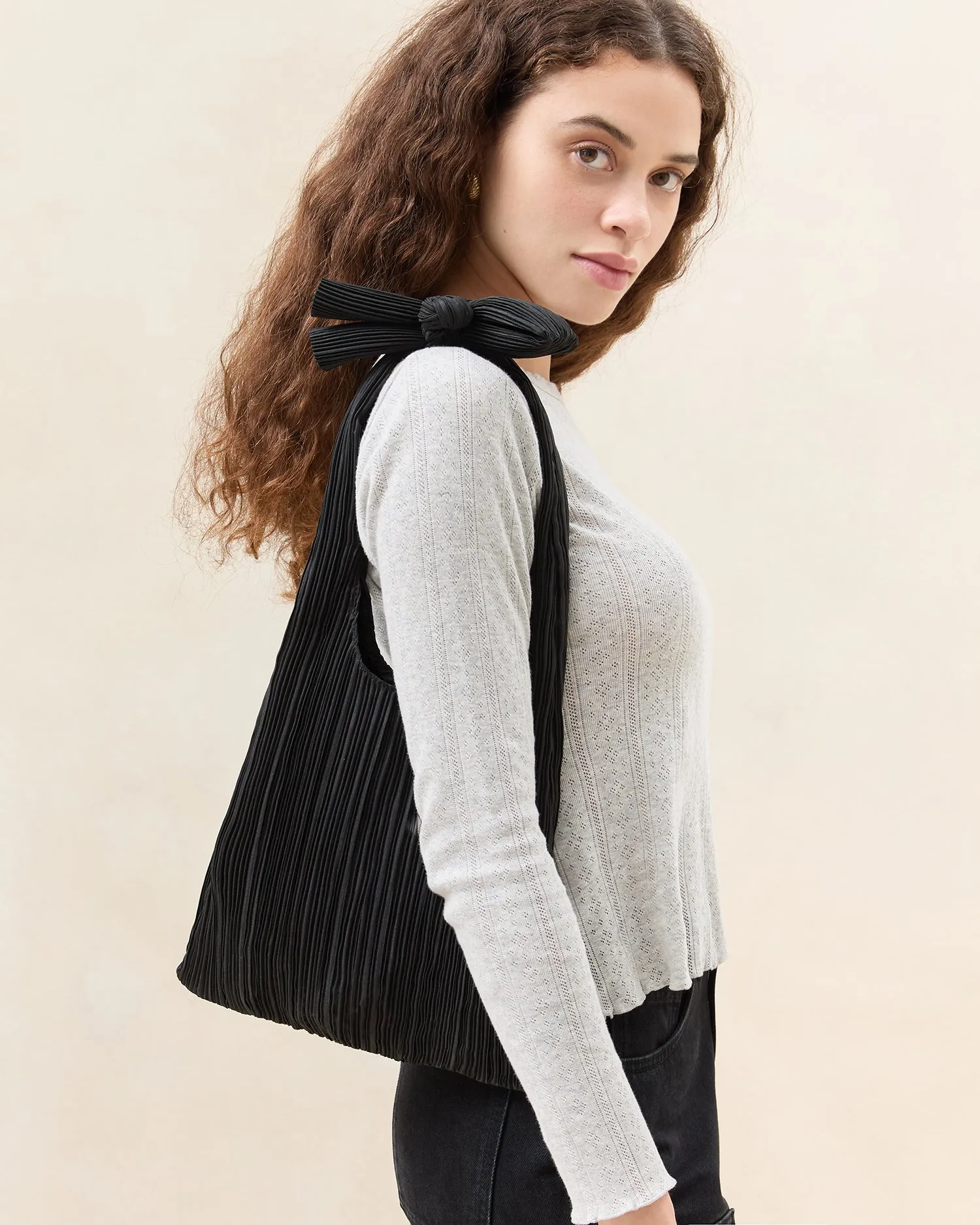 Bobby Black Pleated Tote