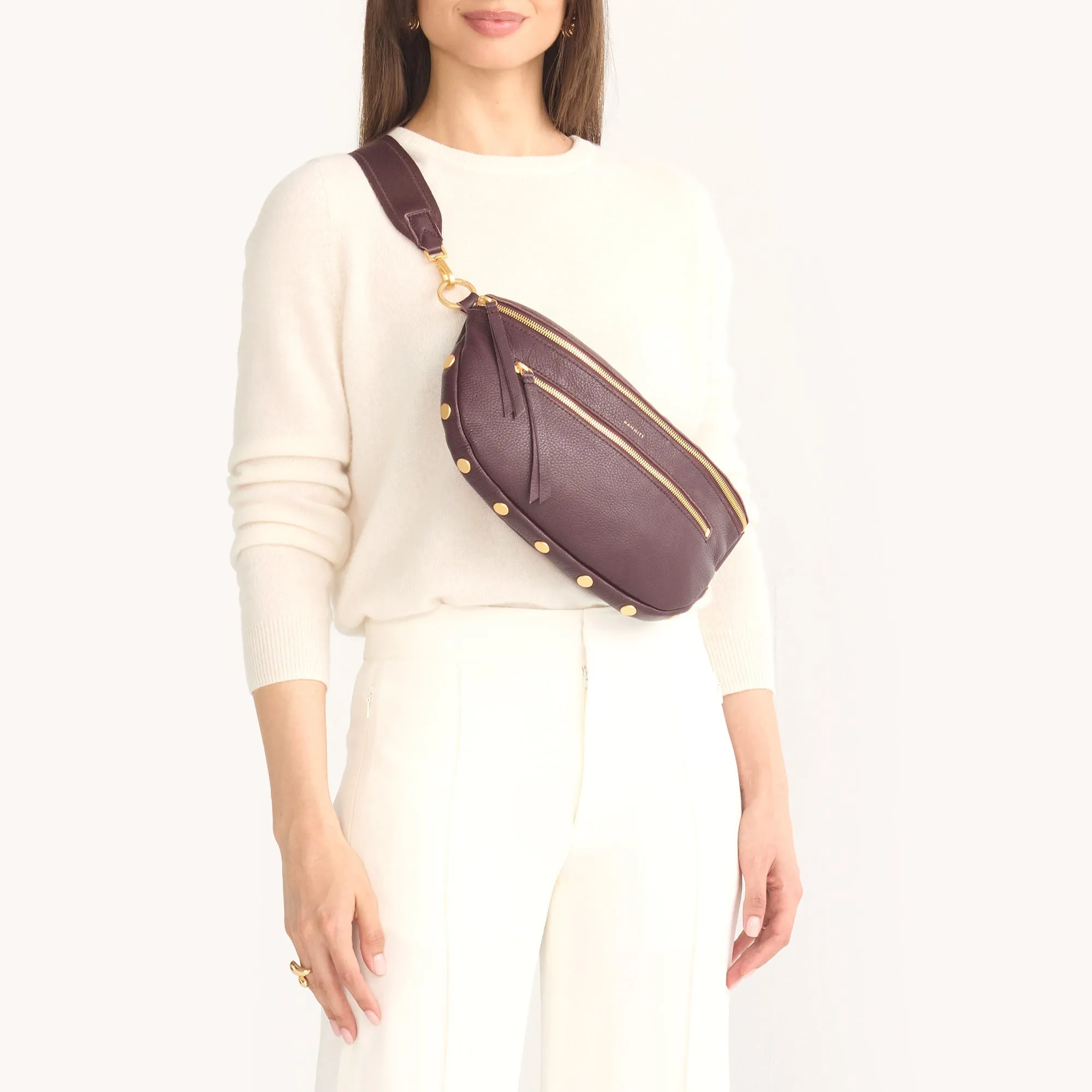 Charles Crossbody | Cabernet Pebble/Brushed Gold | Lrg