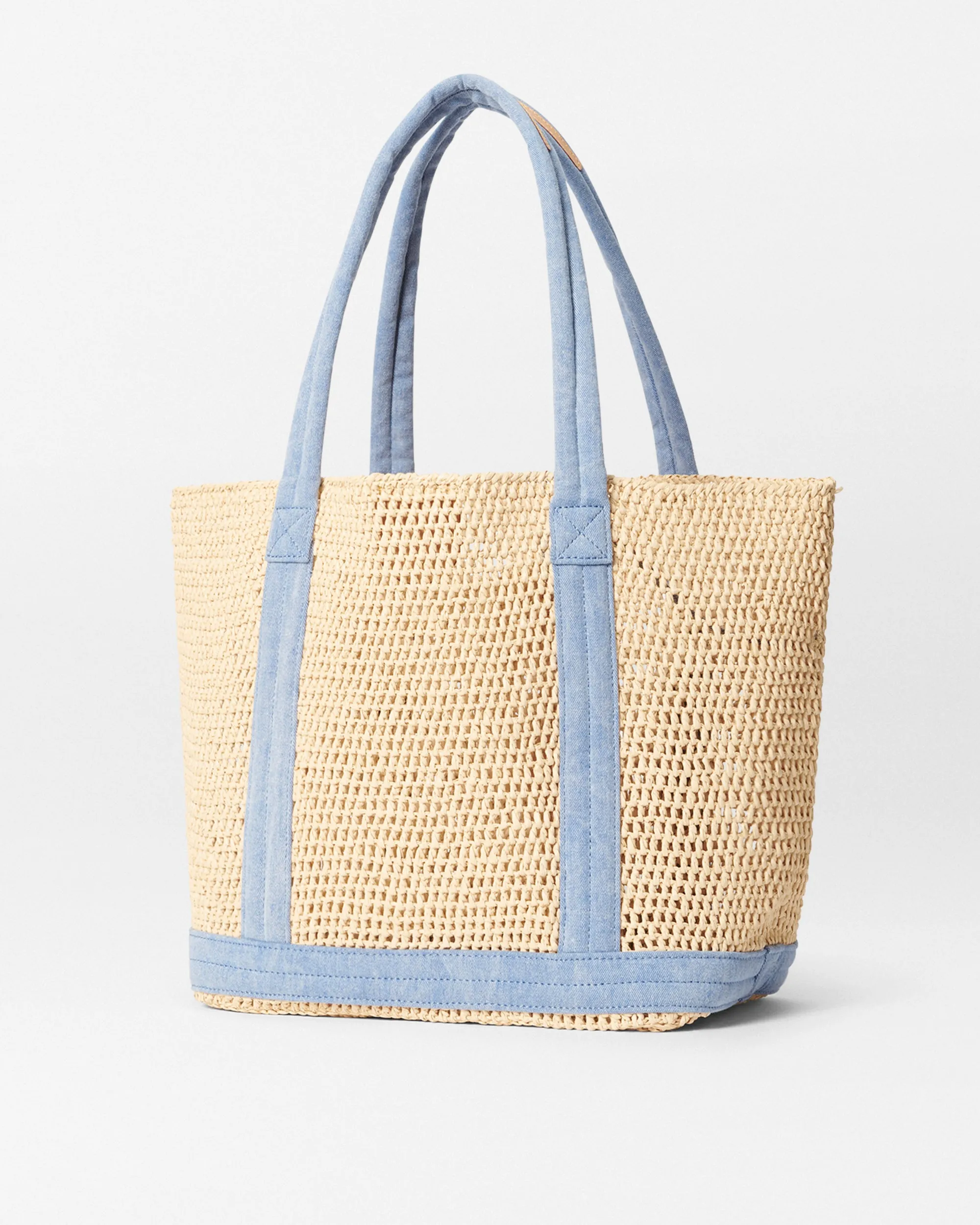 Crochet/Light Denim Medium Crochet Tote