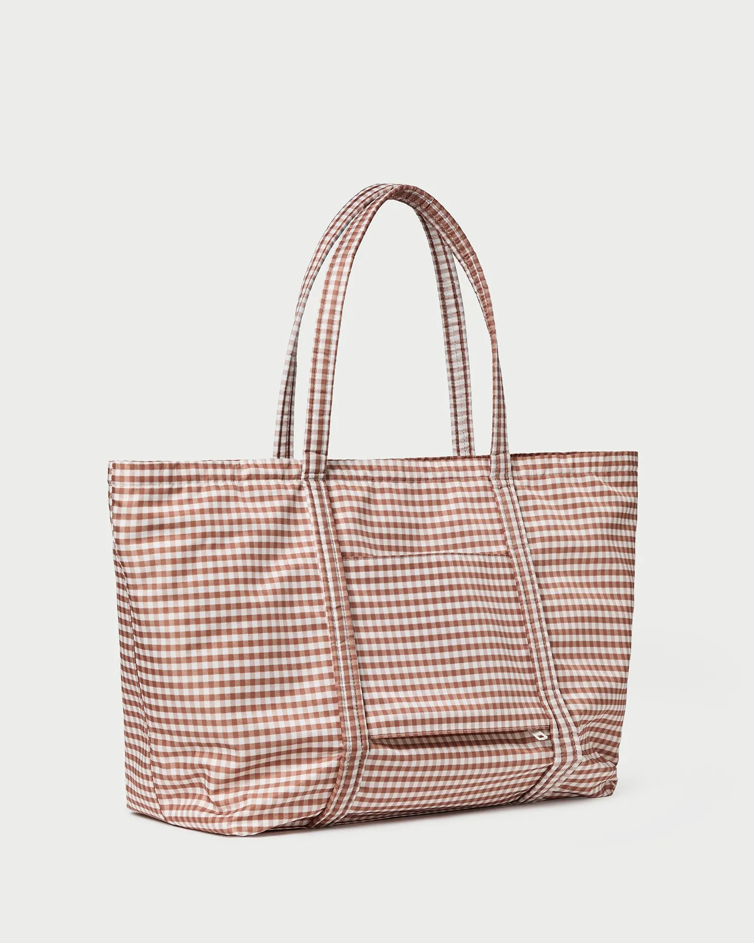Dina Brown Gingham Travel Tote