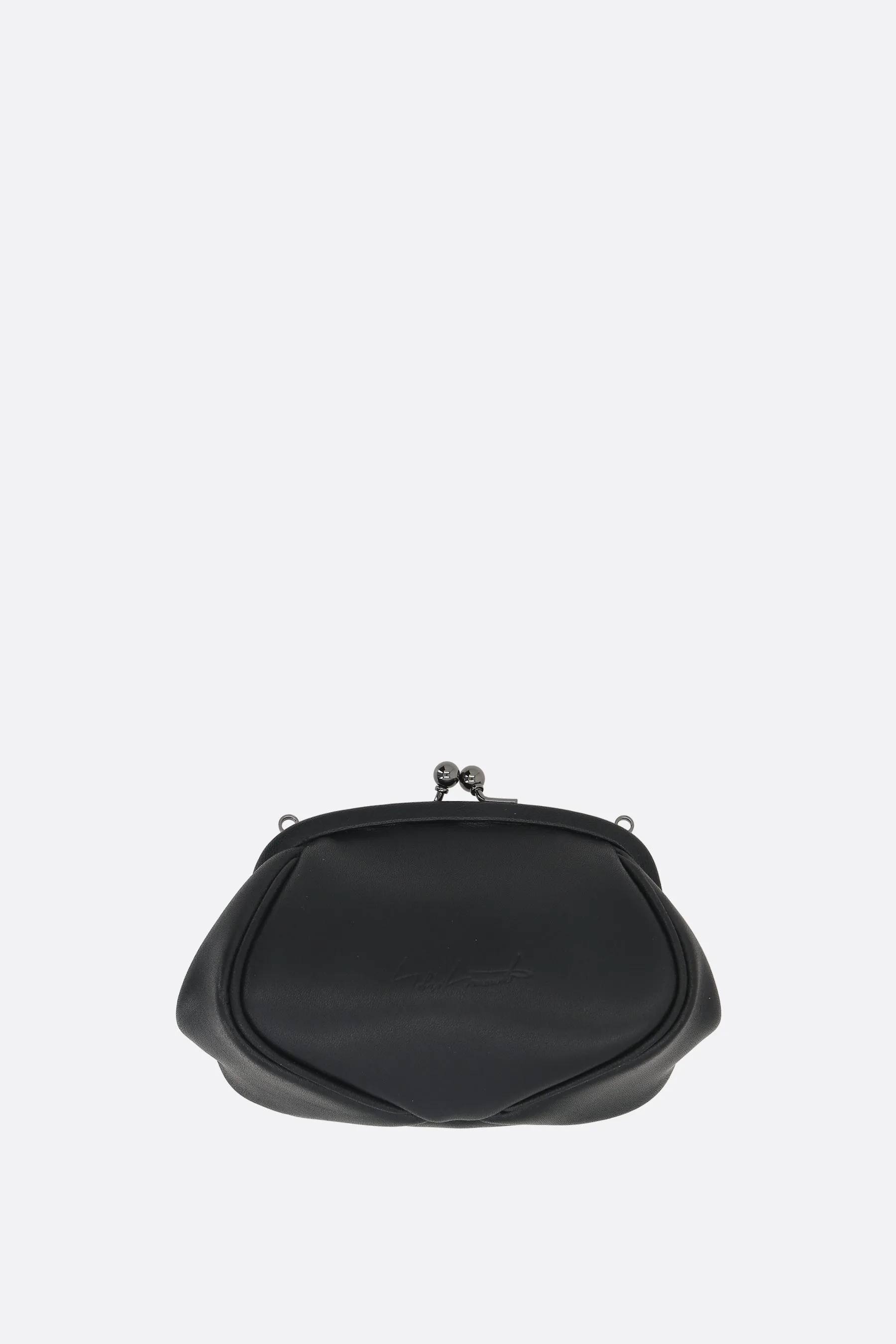 Double Clasp pouch in smooth leather