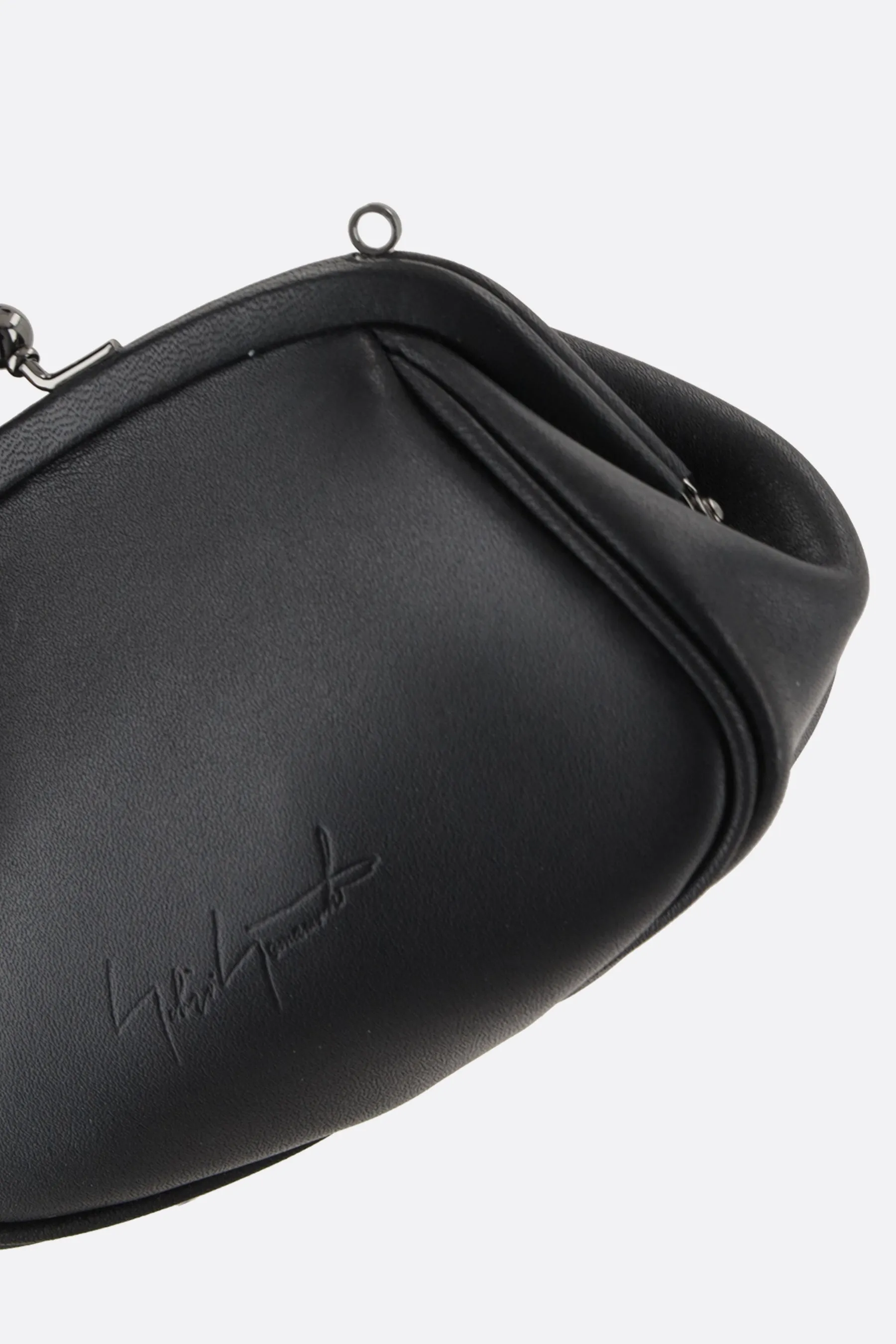 Double Clasp pouch in smooth leather