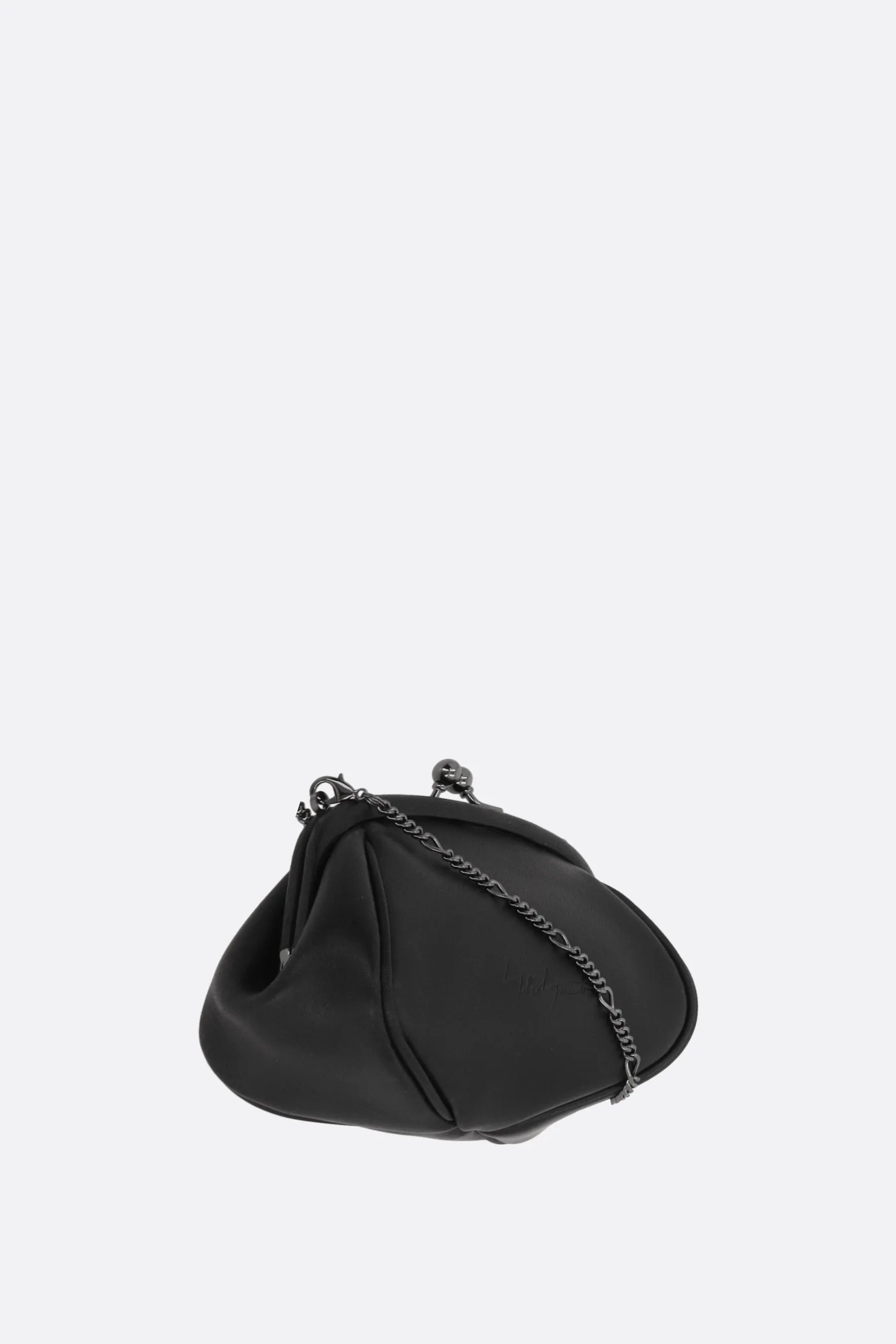 Double Clasp pouch in smooth leather