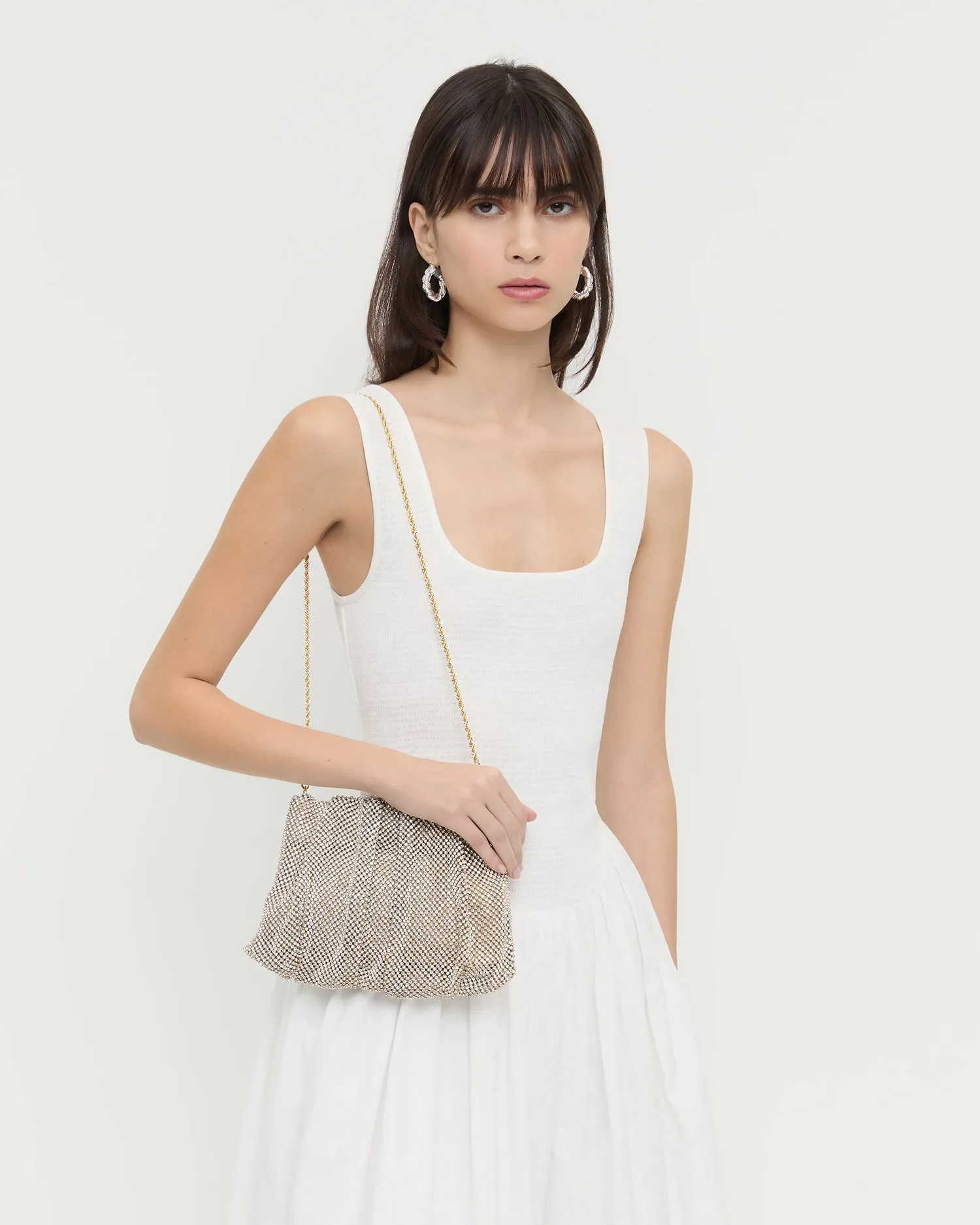 Ember Gold Diamante Gathered Clutch