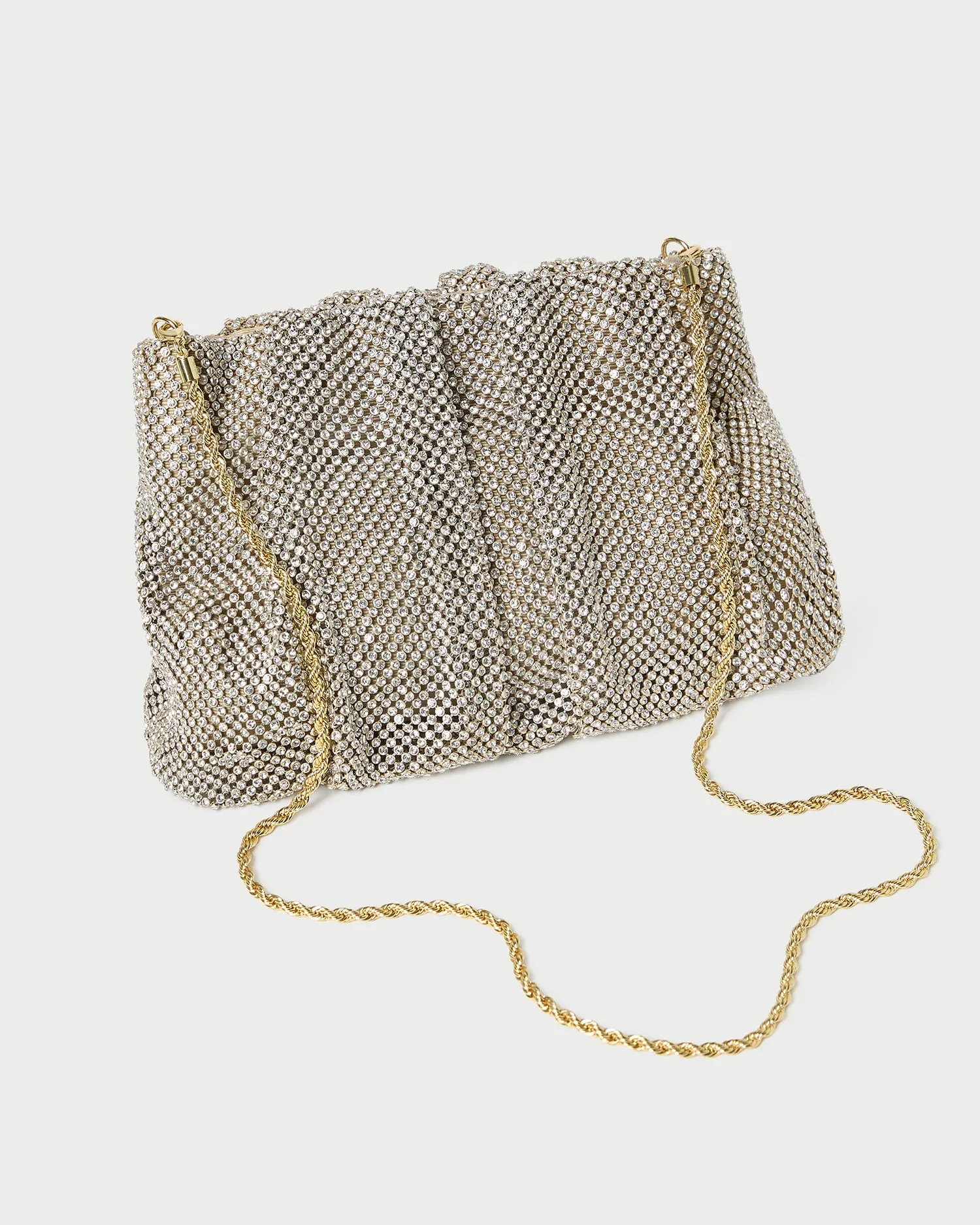 Ember Gold Diamante Gathered Clutch