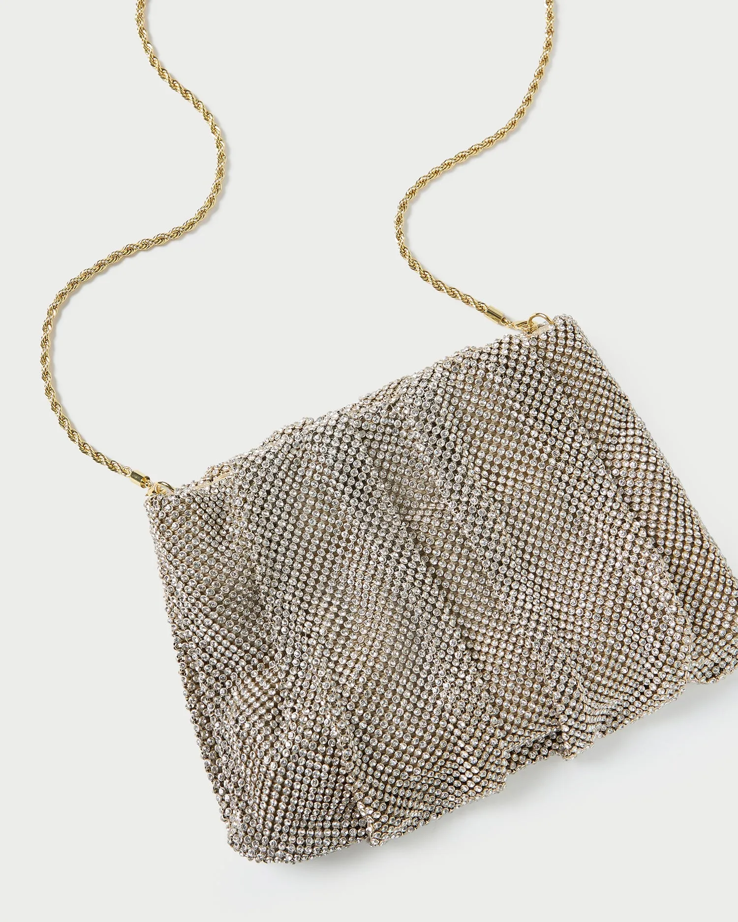 Ember Gold Diamante Gathered Clutch