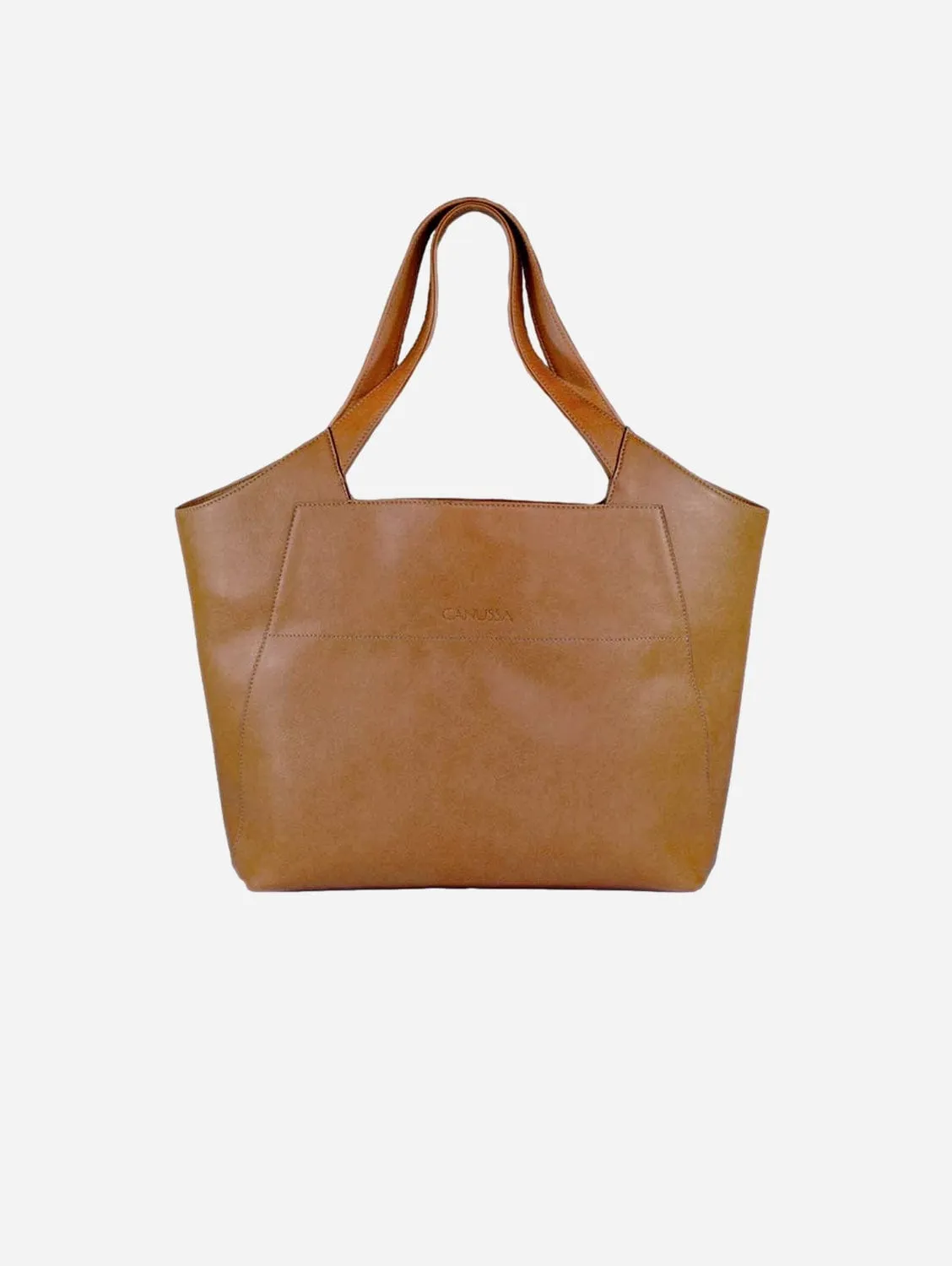 Executive Vegan Leather Business Tote | Camel