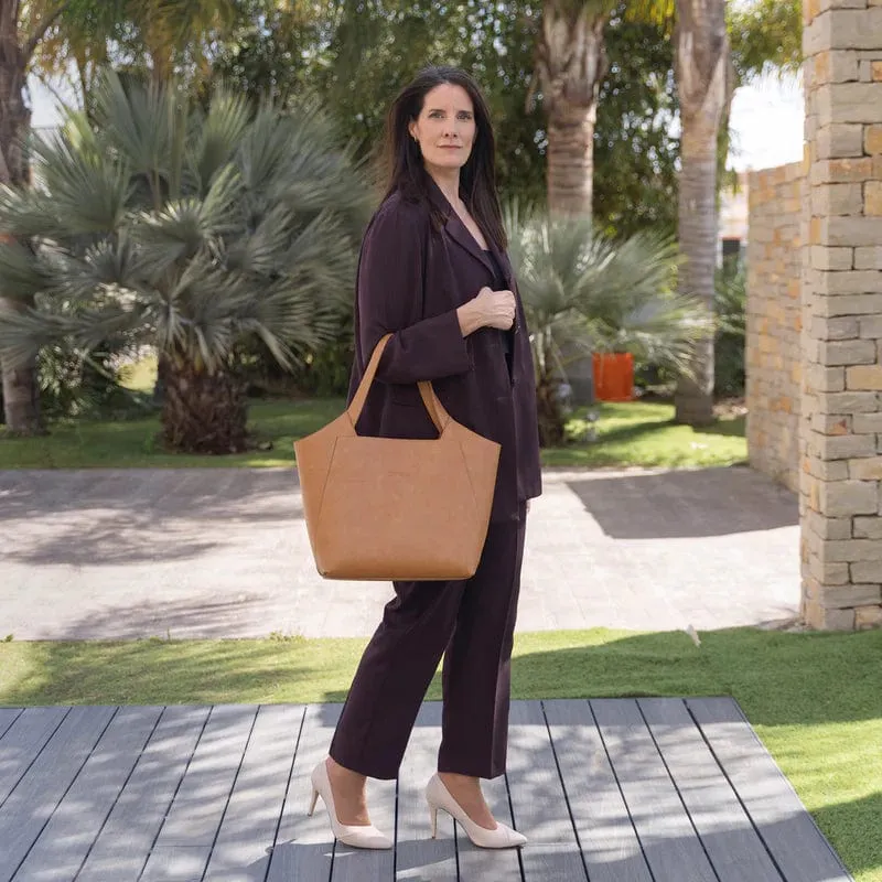 Executive Vegan Leather Business Tote | Camel