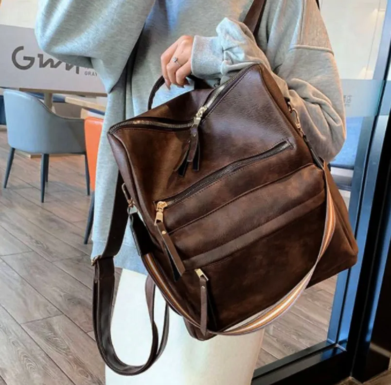 Female Retro British Fashion Simple Net Red Travel Korean Version Backpack