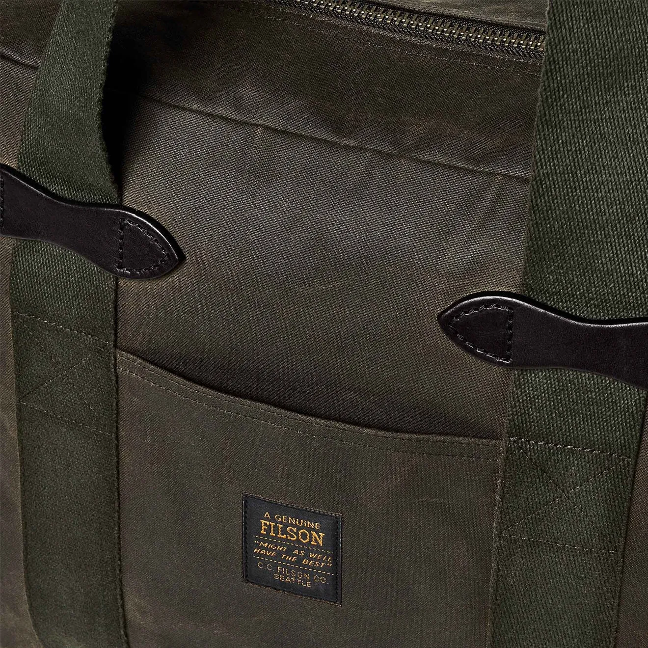 Filson Tin Cloth Tote Bag With Zipper
