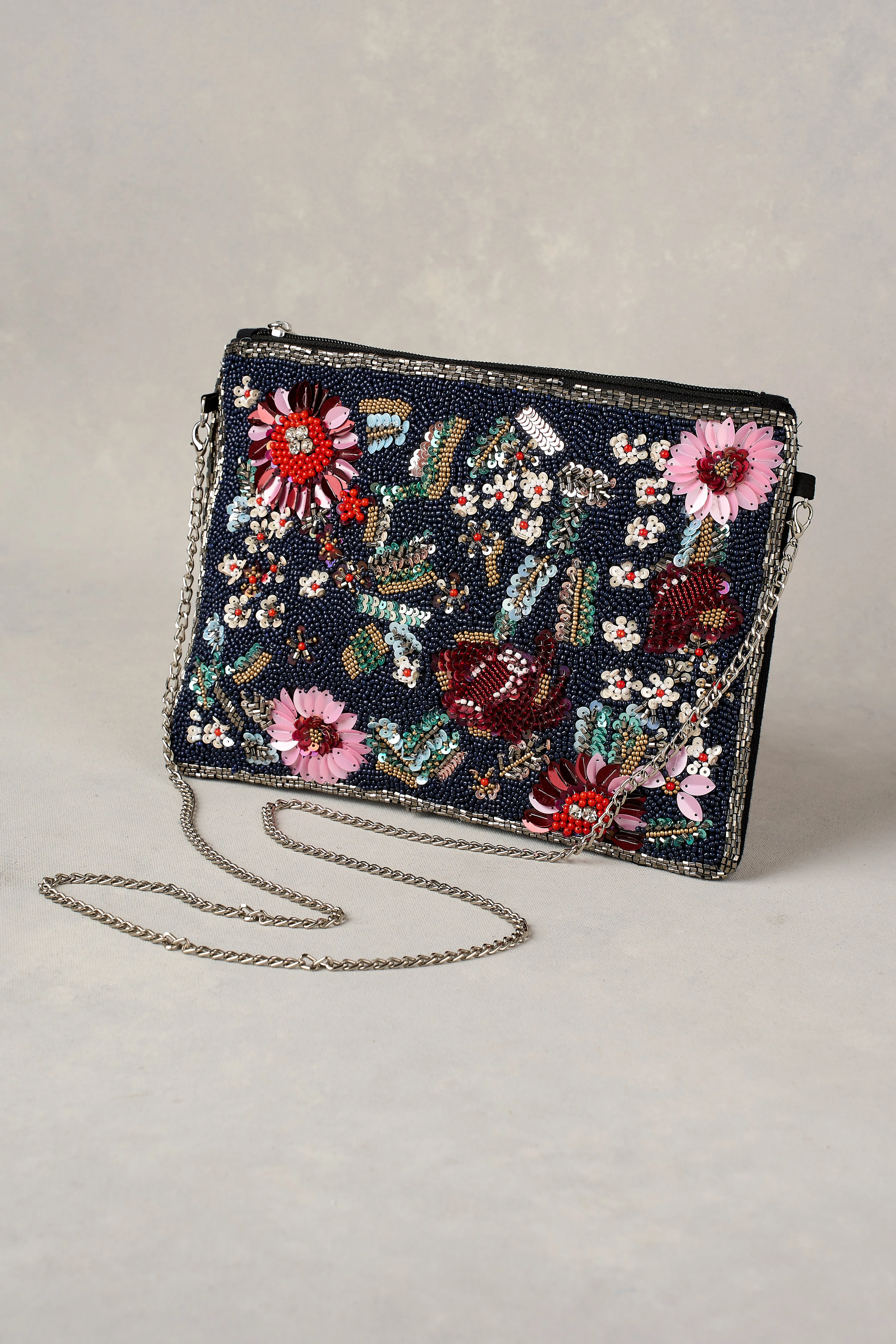 Floral Sequin Clutch - Multicolour