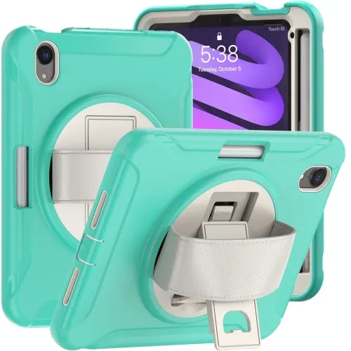 For iPad Mini 360 Degree Rotation PC   TPU Protective Tablet Case with Holder  Hand-strap