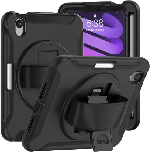 For iPad Mini 360 Degree Rotation PC   TPU Protective Tablet Case with Holder  Hand-strap