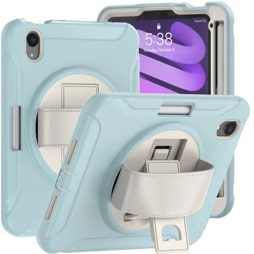 For iPad Mini 360 Degree Rotation PC   TPU Protective Tablet Case with Holder  Hand-strap