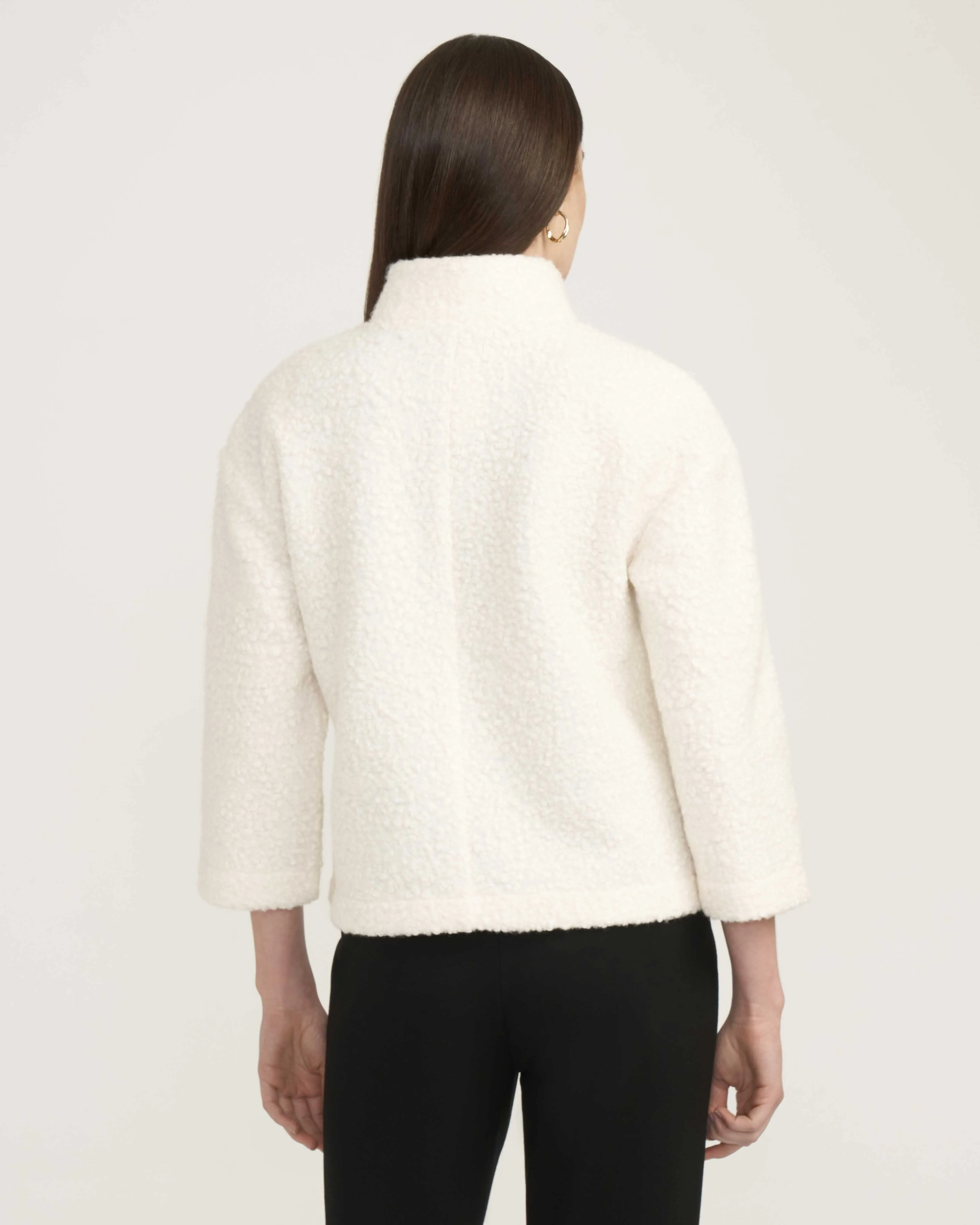 Funnel Neck Zip Front Sherpa Jacket- Sale