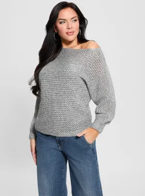 Grey Off Shoulder Knit Top