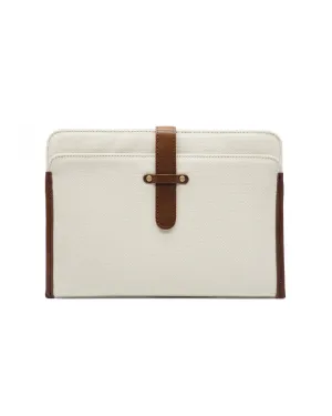 Heavy-Weight Canvas Tablet Sleeve (Ivory/ Cognac)