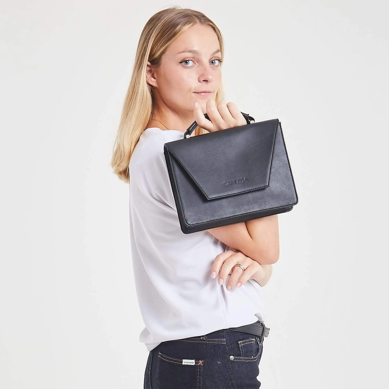 Hybrid Maxi Versatile Vegan Leather Crossbody | Black