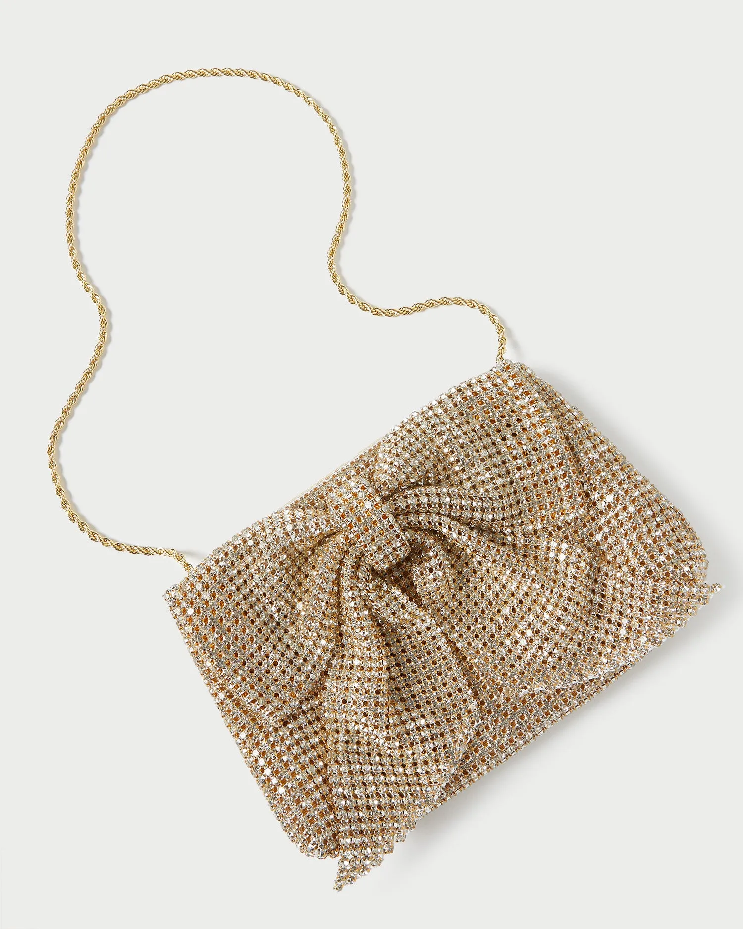 Jolene Gold Diamanté Bow Clutch