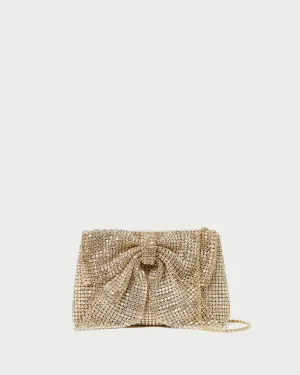 Jolene Gold Diamanté Bow Clutch