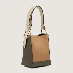Lana Midi Bucket Bag - Khaki/Caramel/Diamond
