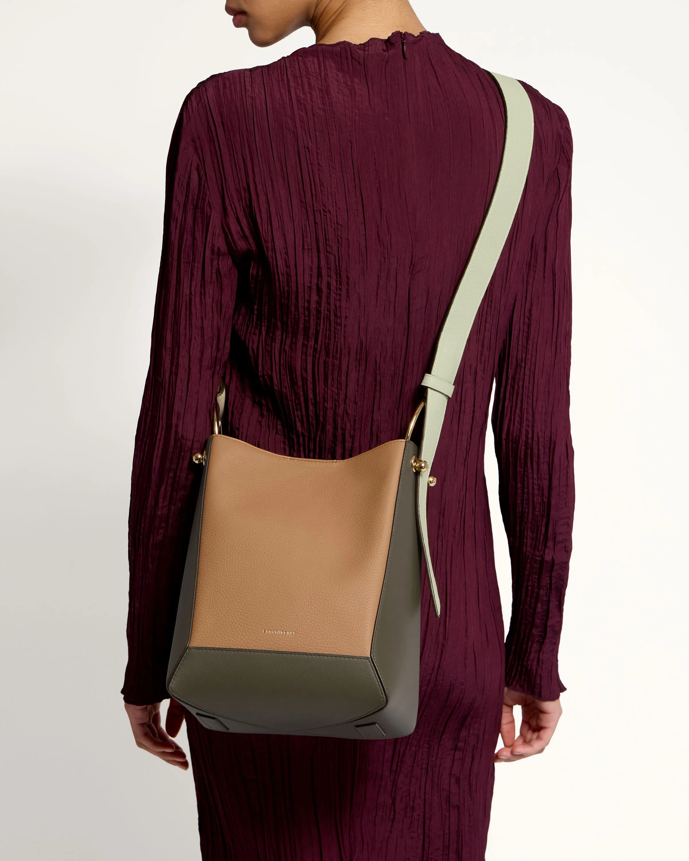 Lana Midi Bucket Bag - Khaki/Caramel/Diamond
