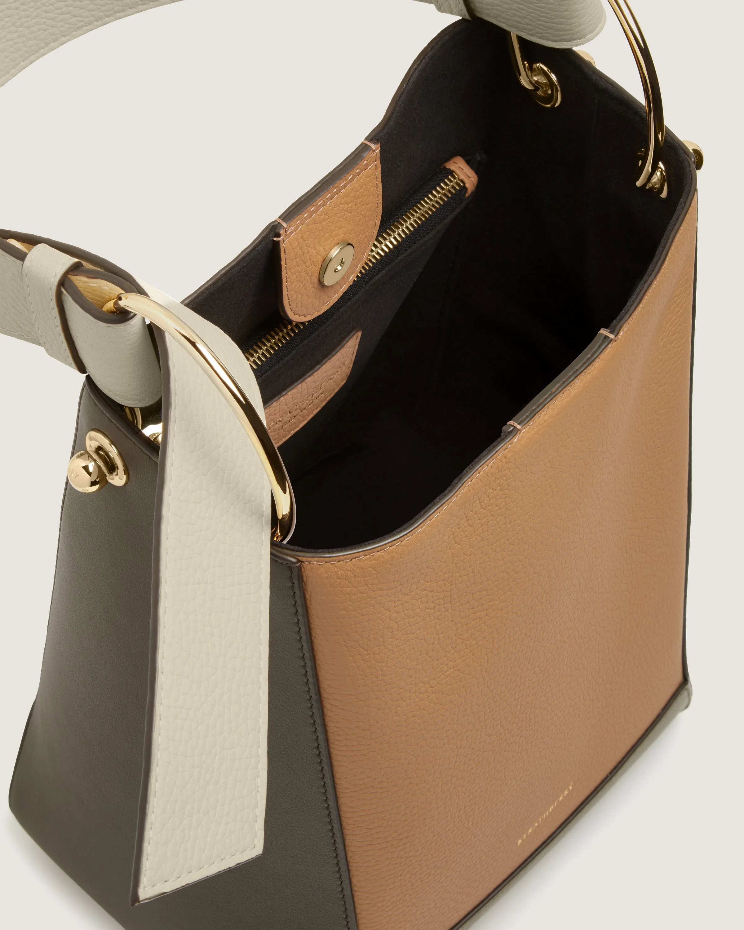 Lana Midi Bucket Bag - Khaki/Caramel/Diamond