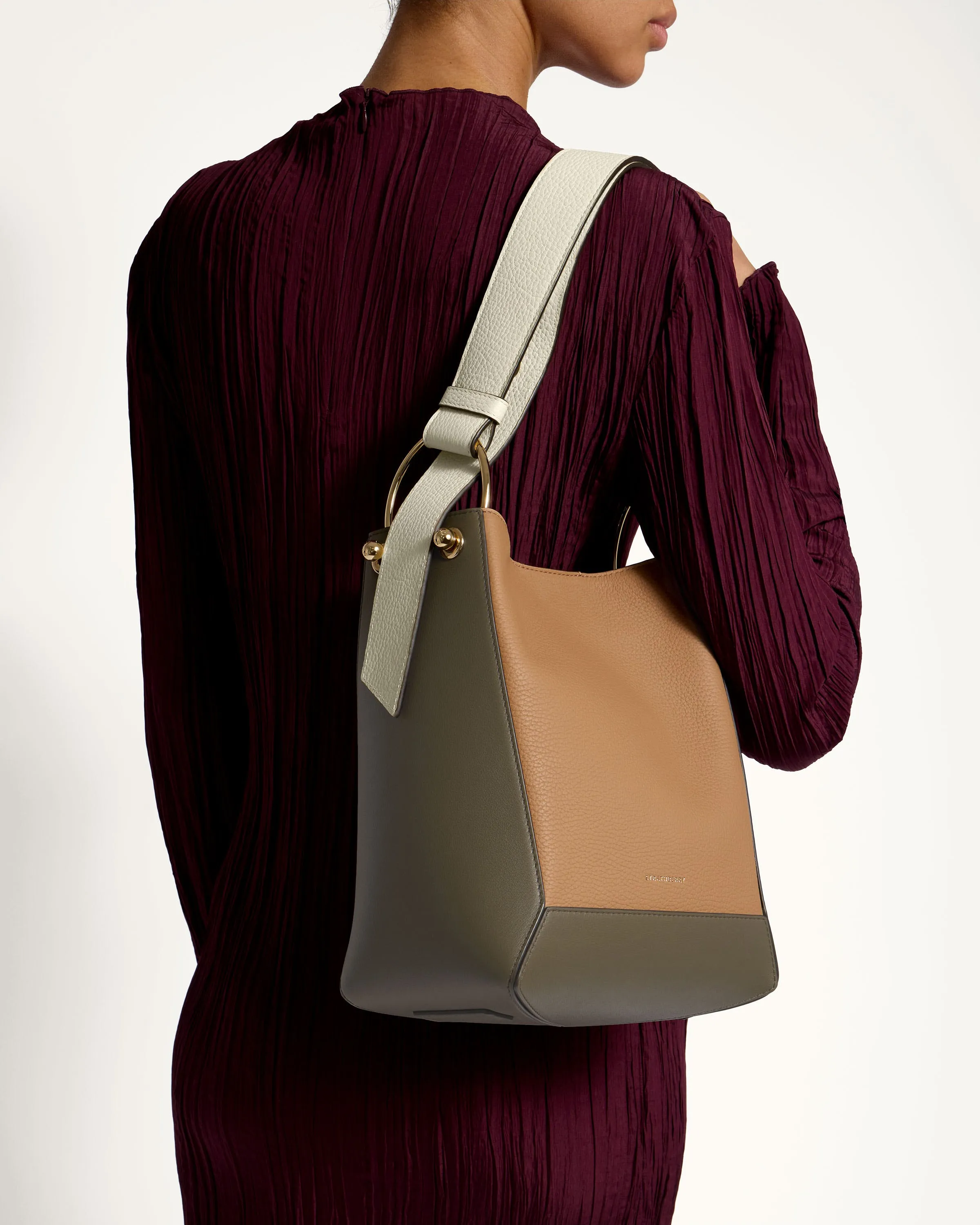 Lana Midi Bucket Bag - Khaki/Caramel/Diamond