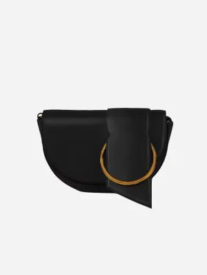 Luna Apple Leather Vegan Shoulder Bag | Black