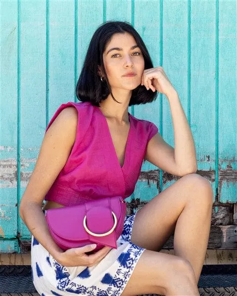 Luna Apple Leather Vegan Shoulder Bag | Raspberry