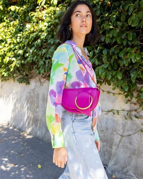 Luna Apple Leather Vegan Shoulder Bag | Raspberry