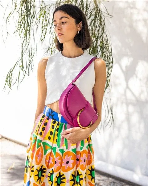 Luna Apple Leather Vegan Shoulder Bag | Raspberry