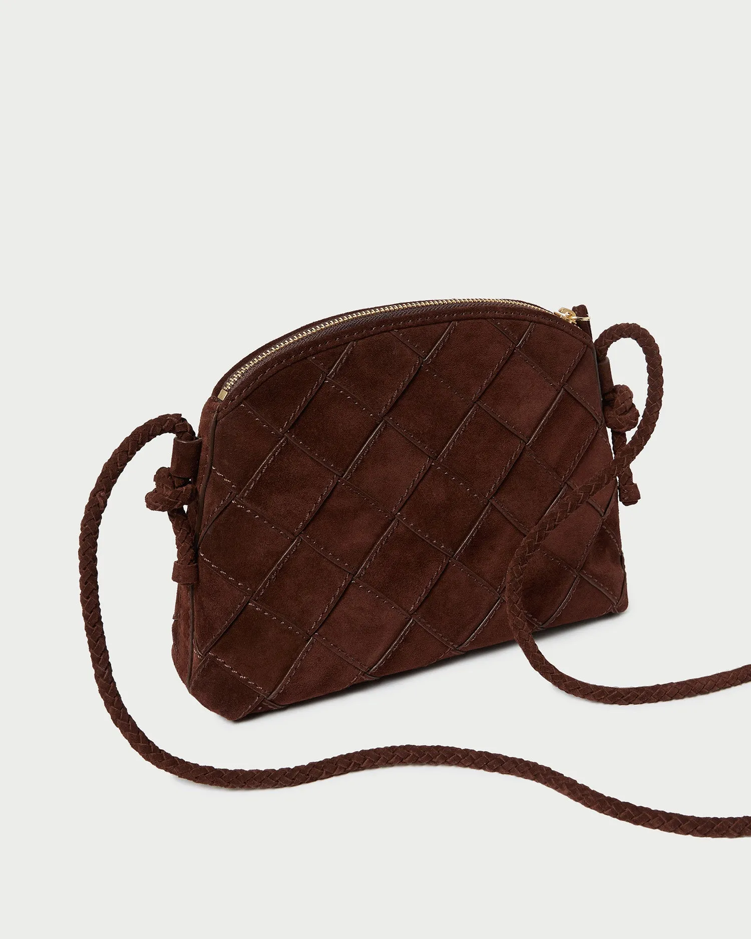 Mallory Espresso Woven Suede Crossbody
