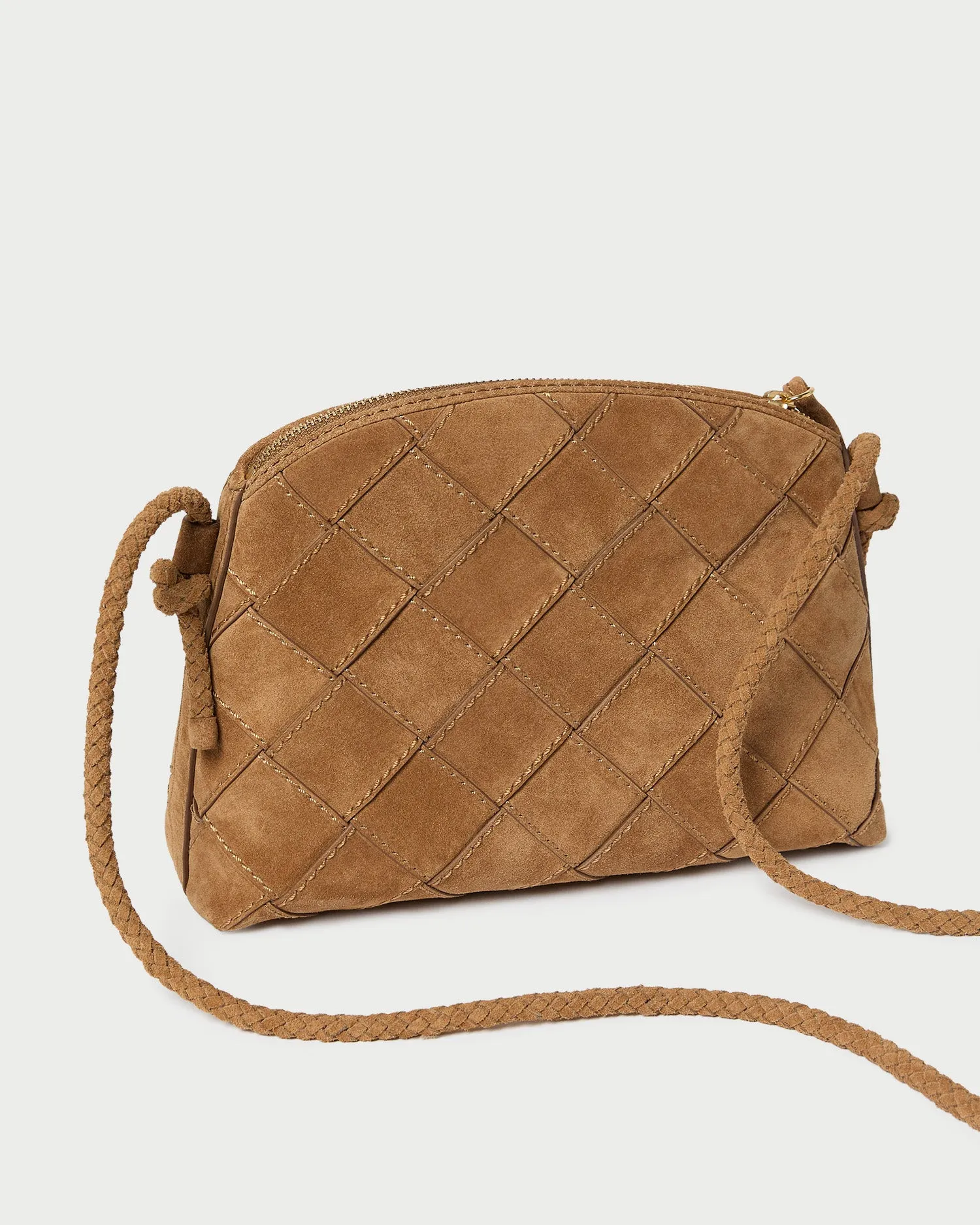 Mallory Toffee Woven Suede Crossbody