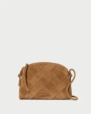Mallory Toffee Woven Suede Crossbody