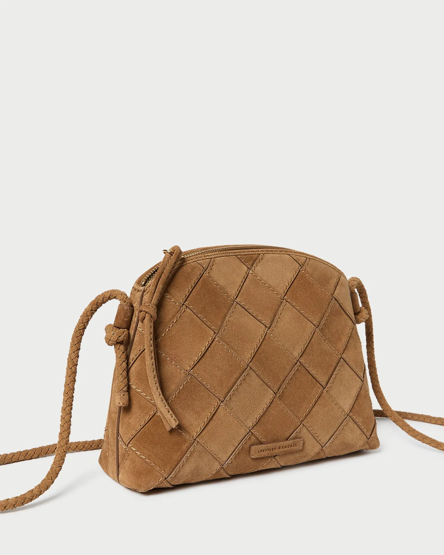 Mallory Toffee Woven Suede Crossbody