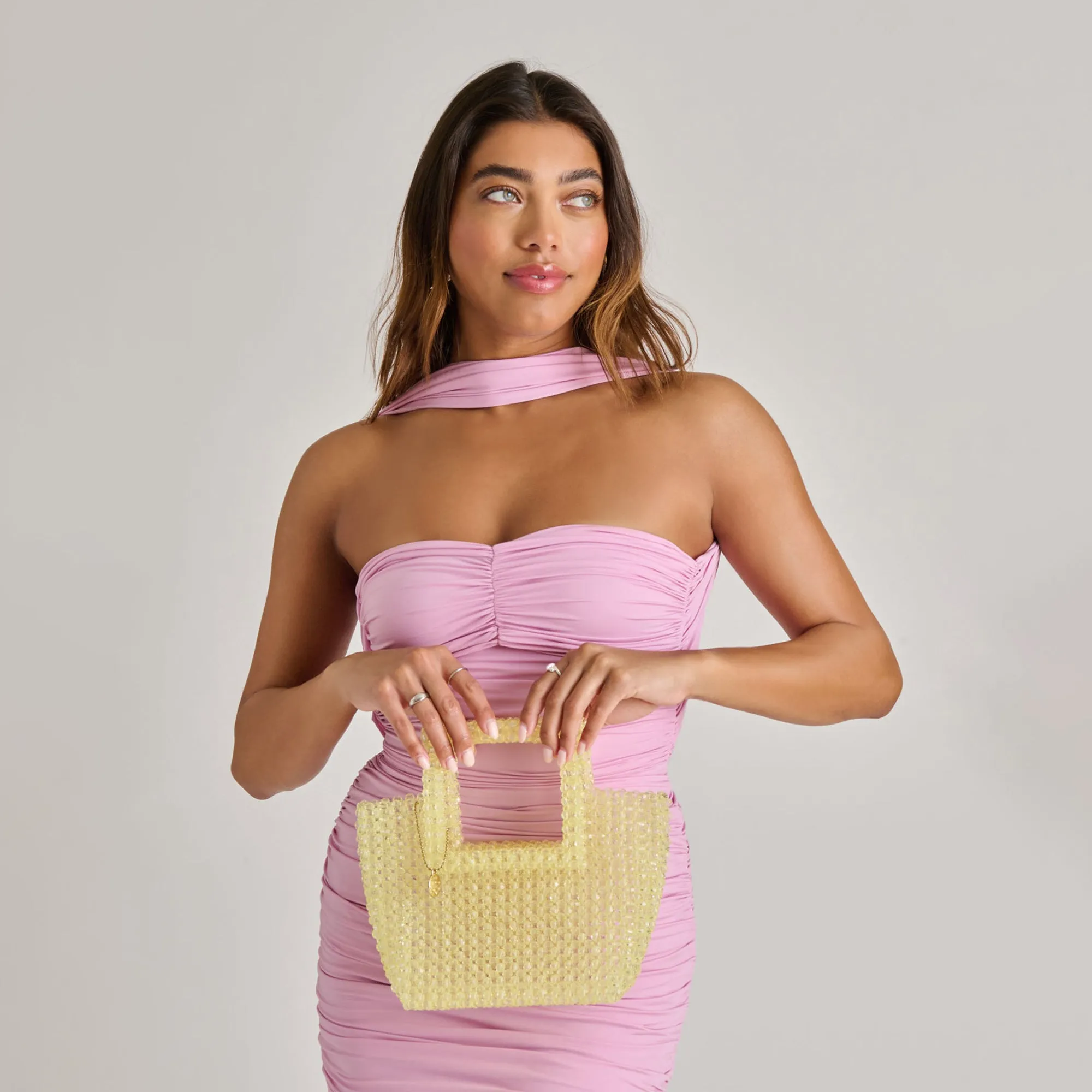 MAREL HANDBAG LIME BEADED