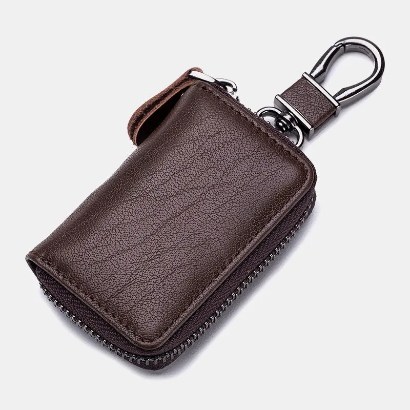 Men Genuine Leather Retro Mini Key Case Bag Large Capcity Fashion Car Key Keychain Wallet