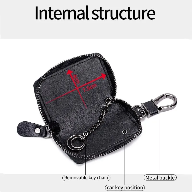 Men Genuine Leather Retro Mini Key Case Bag Large Capcity Fashion Car Key Keychain Wallet