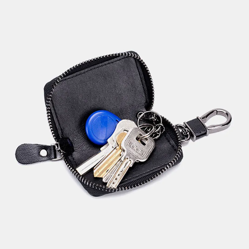 Men Genuine Leather Retro Mini Key Case Bag Large Capcity Fashion Car Key Keychain Wallet