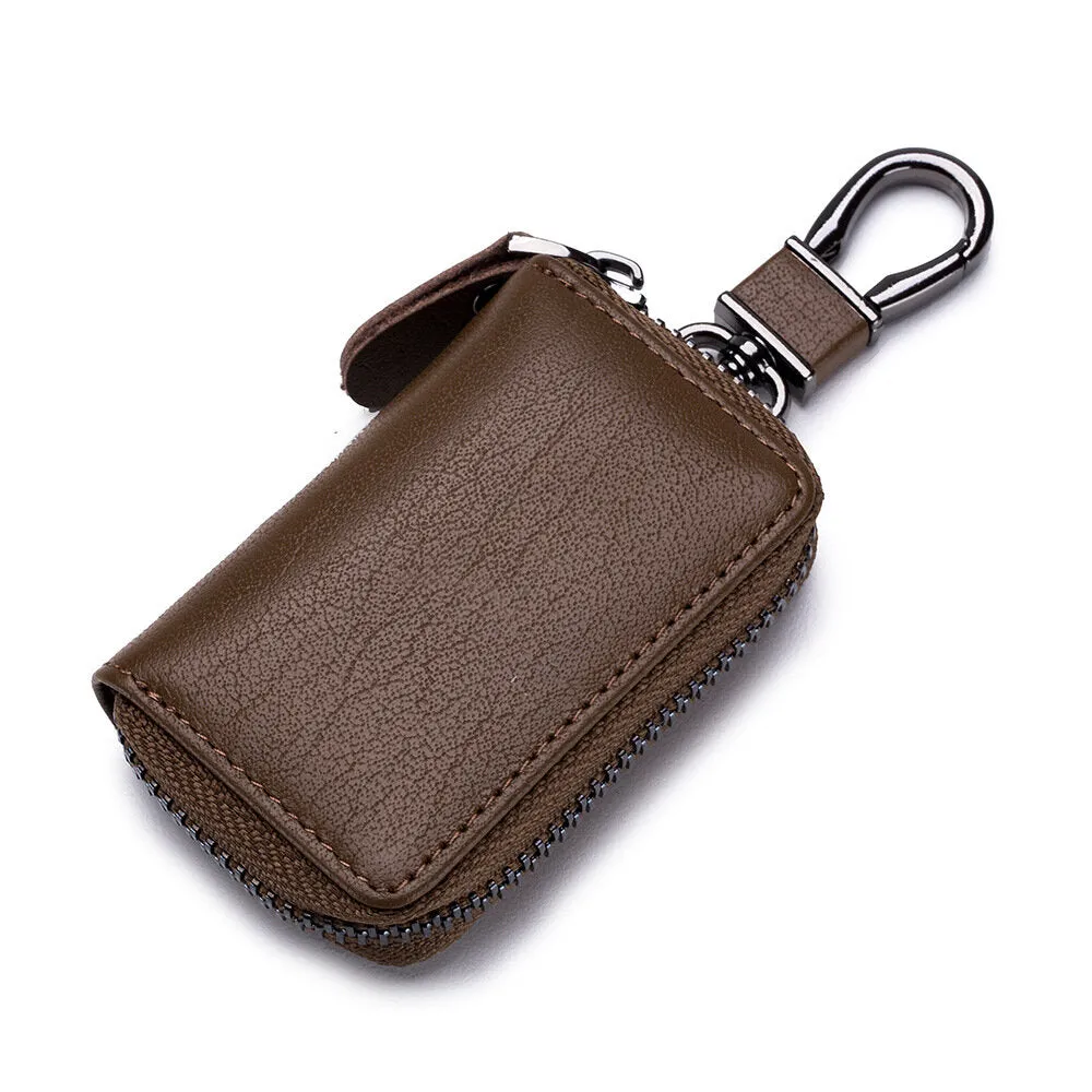 Men Genuine Leather Retro Mini Key Case Bag Large Capcity Fashion Car Key Keychain Wallet